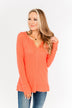 There You Go Again Thermal Notch Top- Coral