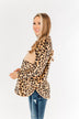 Someday Soon Quarter Button Leopard Sherpa- Tan