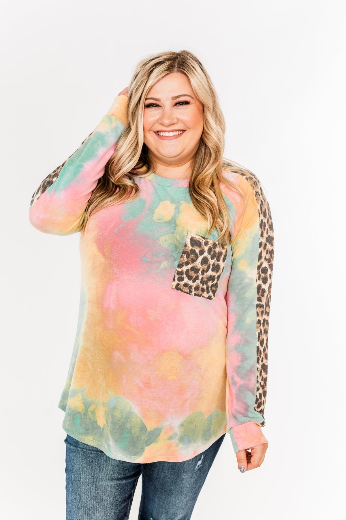 Good Times Ahead Long Sleeve Top- Multi & Leopard