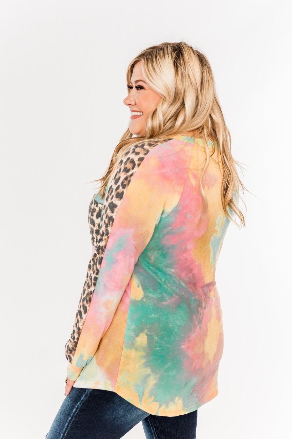 Good Times Ahead Long Sleeve Top- Multi & Leopard