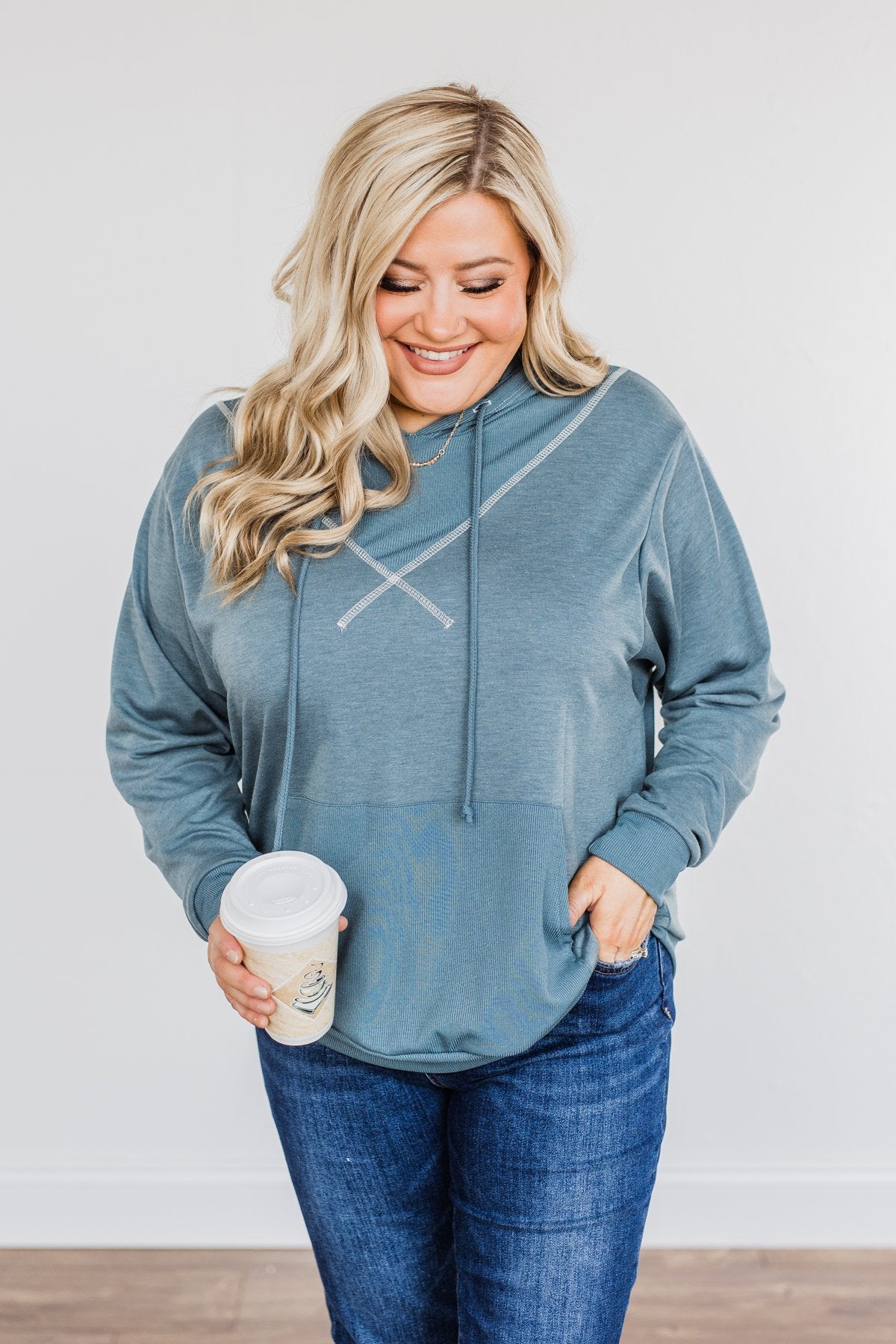 Have To Have It Drawstring Hoodie- Teal