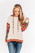 Life Is Beautiful Aztec Knit Hoodie- Light Taupe