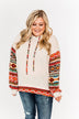Life Is Beautiful Aztec Knit Hoodie- Light Taupe