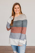 Striped Dreams Color Block Top- Teal