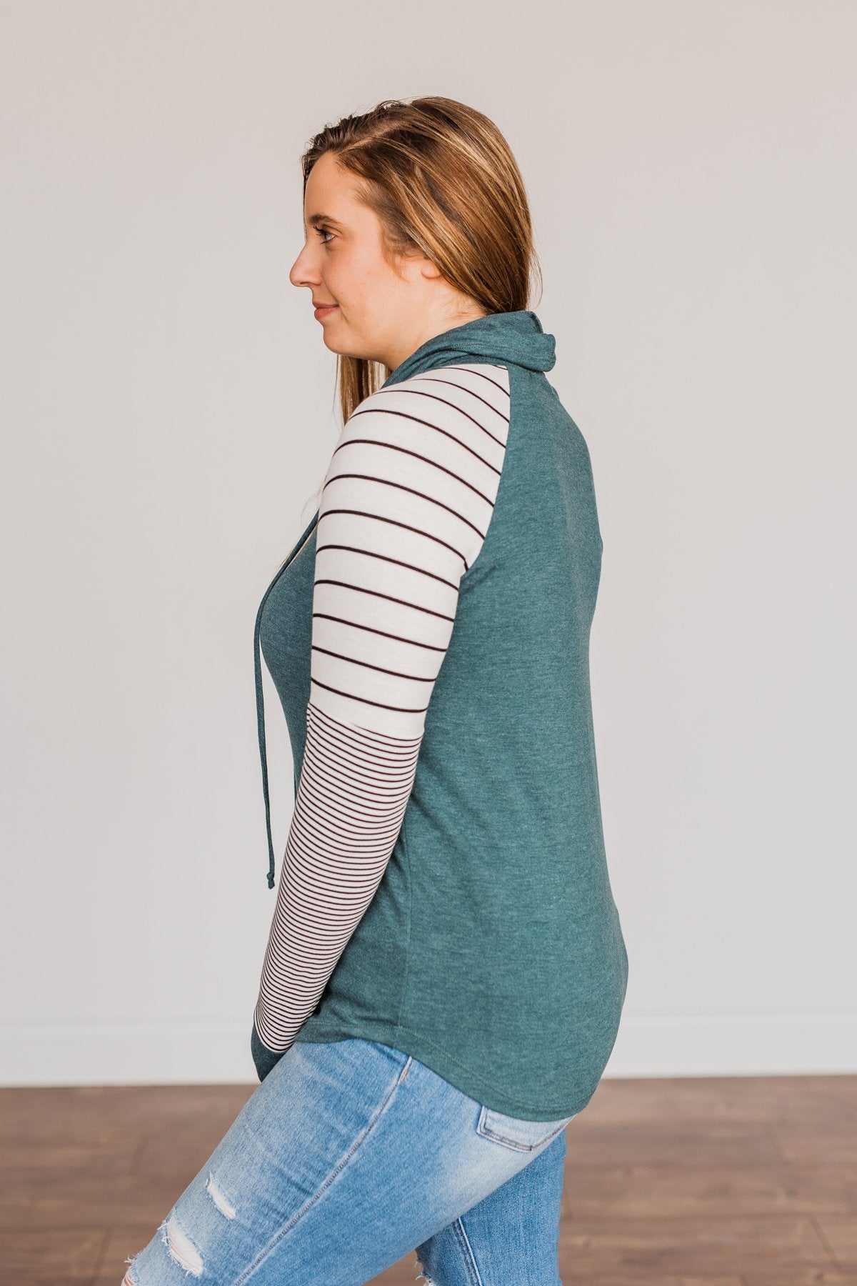 Winter Is Magic Cowl Neck Top- Teal