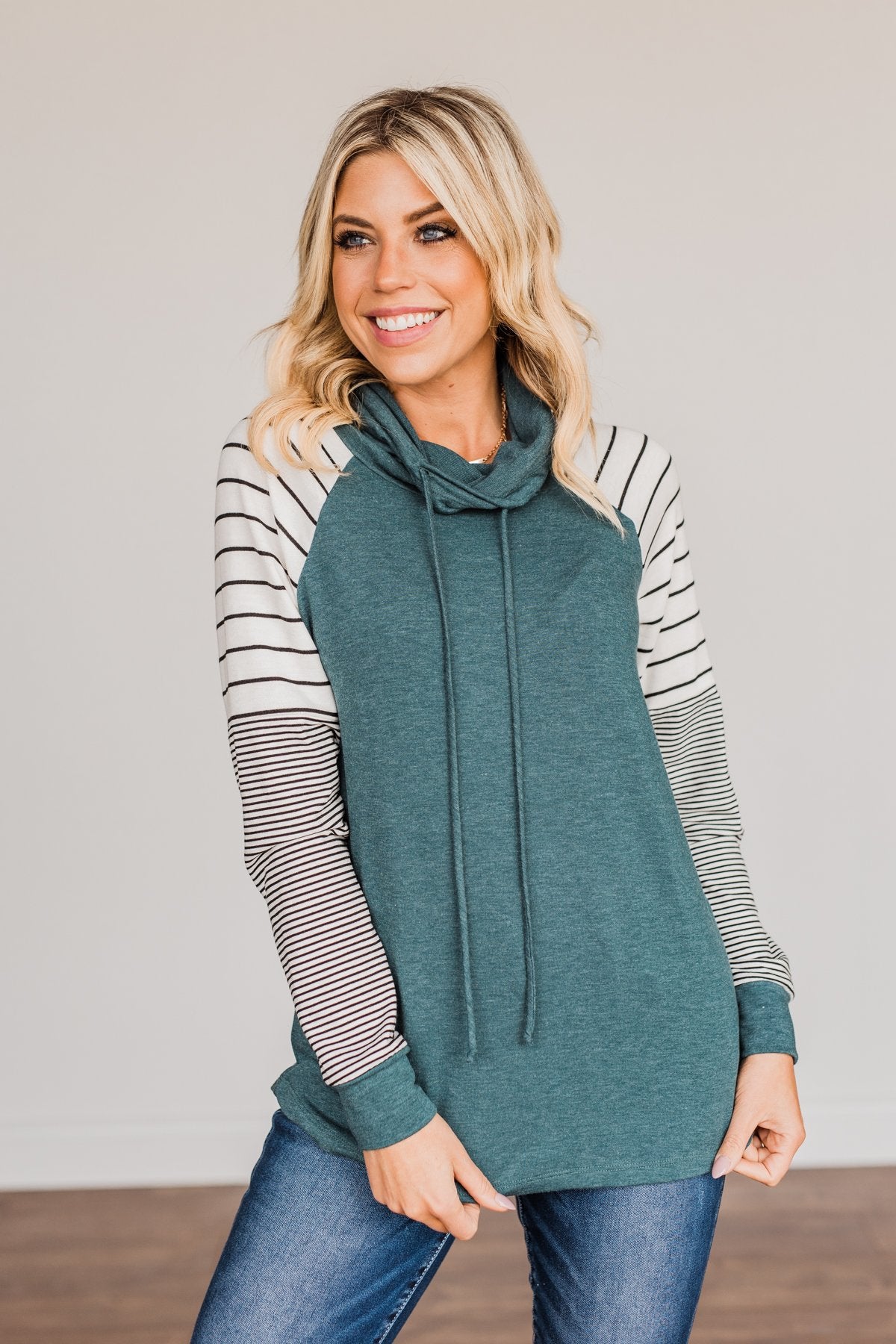 Winter Is Magic Cowl Neck Top- Teal