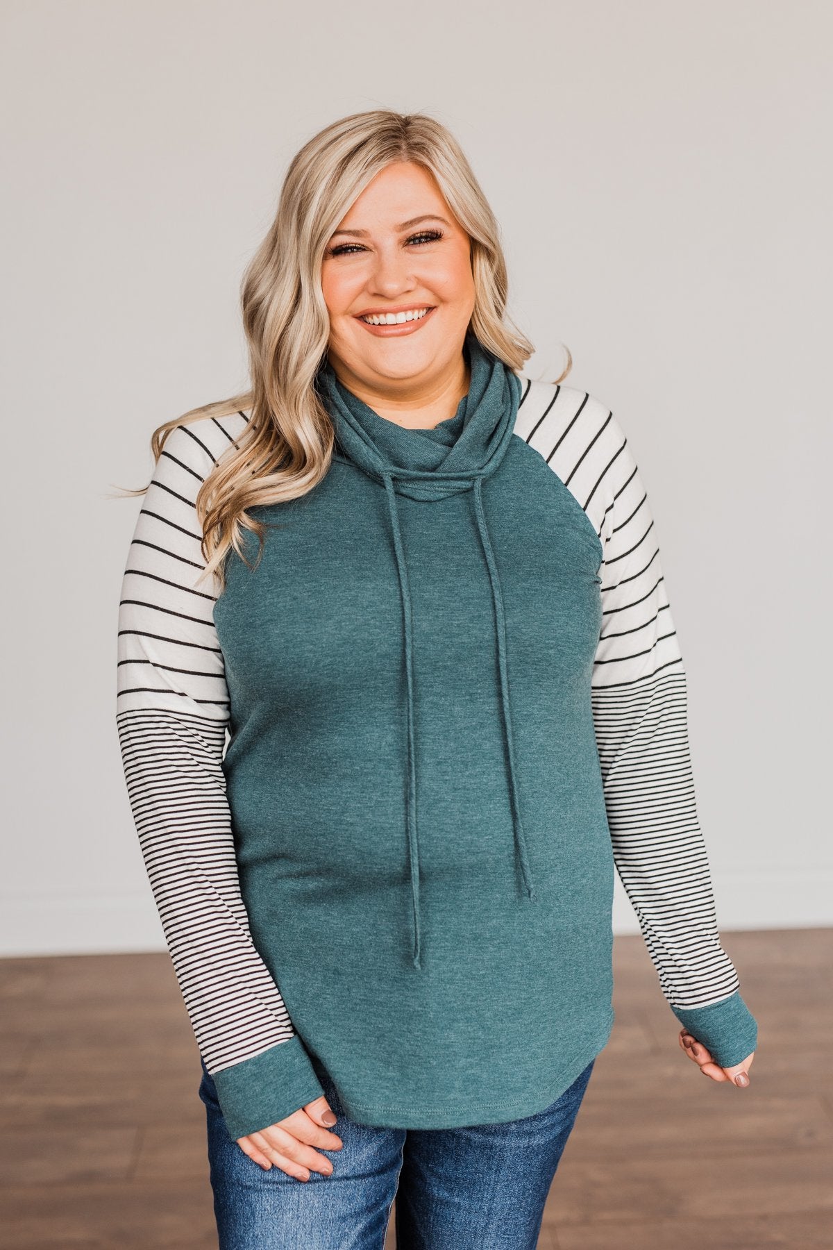 Winter Is Magic Cowl Neck Top- Teal
