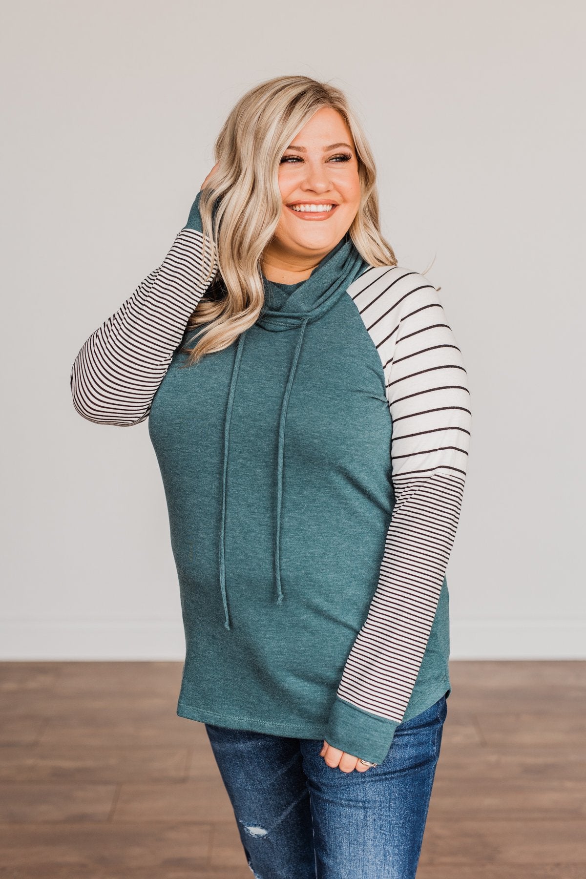 Winter Is Magic Cowl Neck Top- Teal