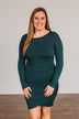 Simply Cute Long Sleeve Dress- Dark Teal