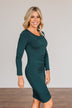 Simply Cute Long Sleeve Dress- Dark Teal