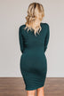 Simply Cute Long Sleeve Dress- Dark Teal