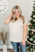 On My Own V-Neck Pocket Top- Cream