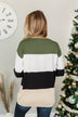Moving Forward Color Block Knit Sweater- Olive, Black, & Beige