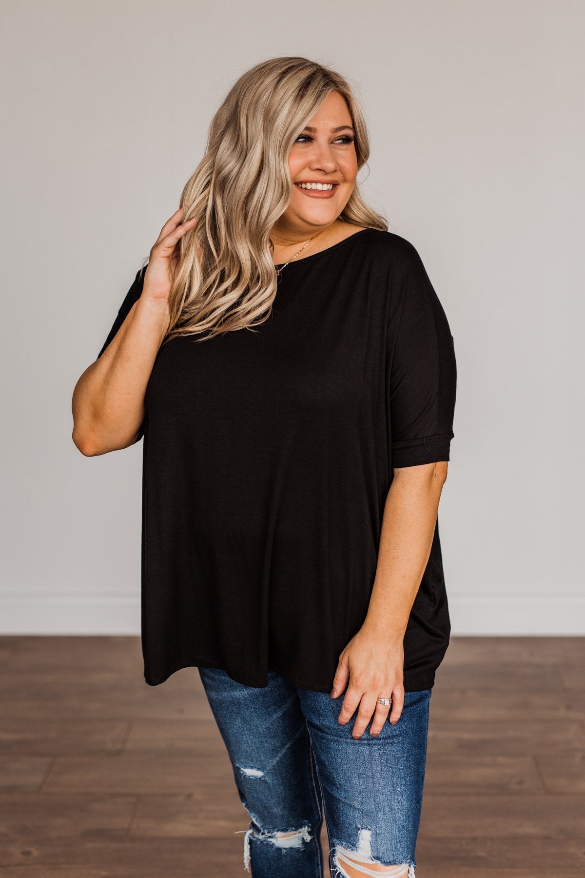 Comfy As Can Be Short Sleeve Top- Black