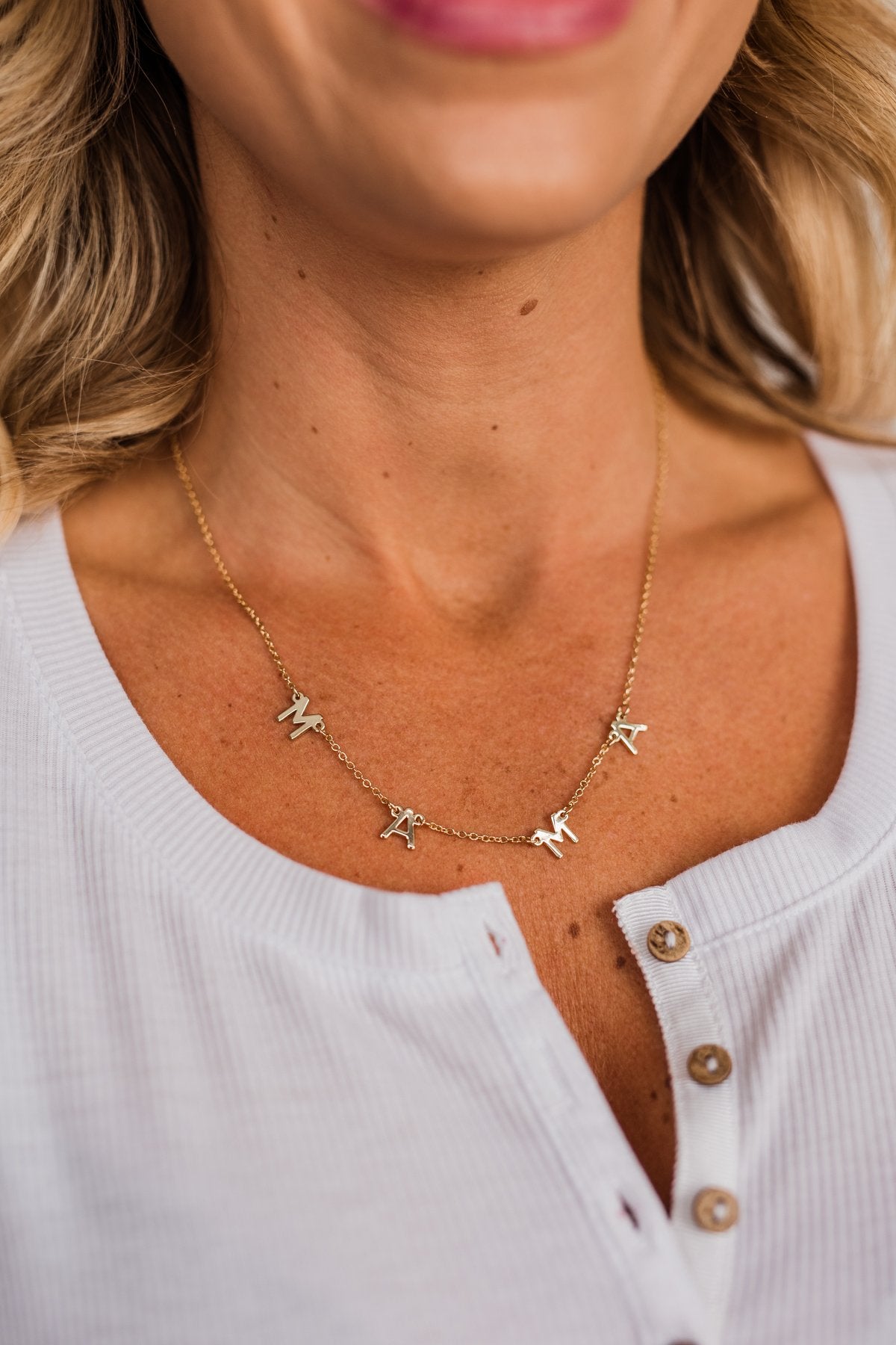 Luxurious Beauty "Mama" Necklace- Gold