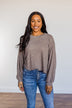 Breaking The Rules High-Low Long Sleeve Top- Mocha