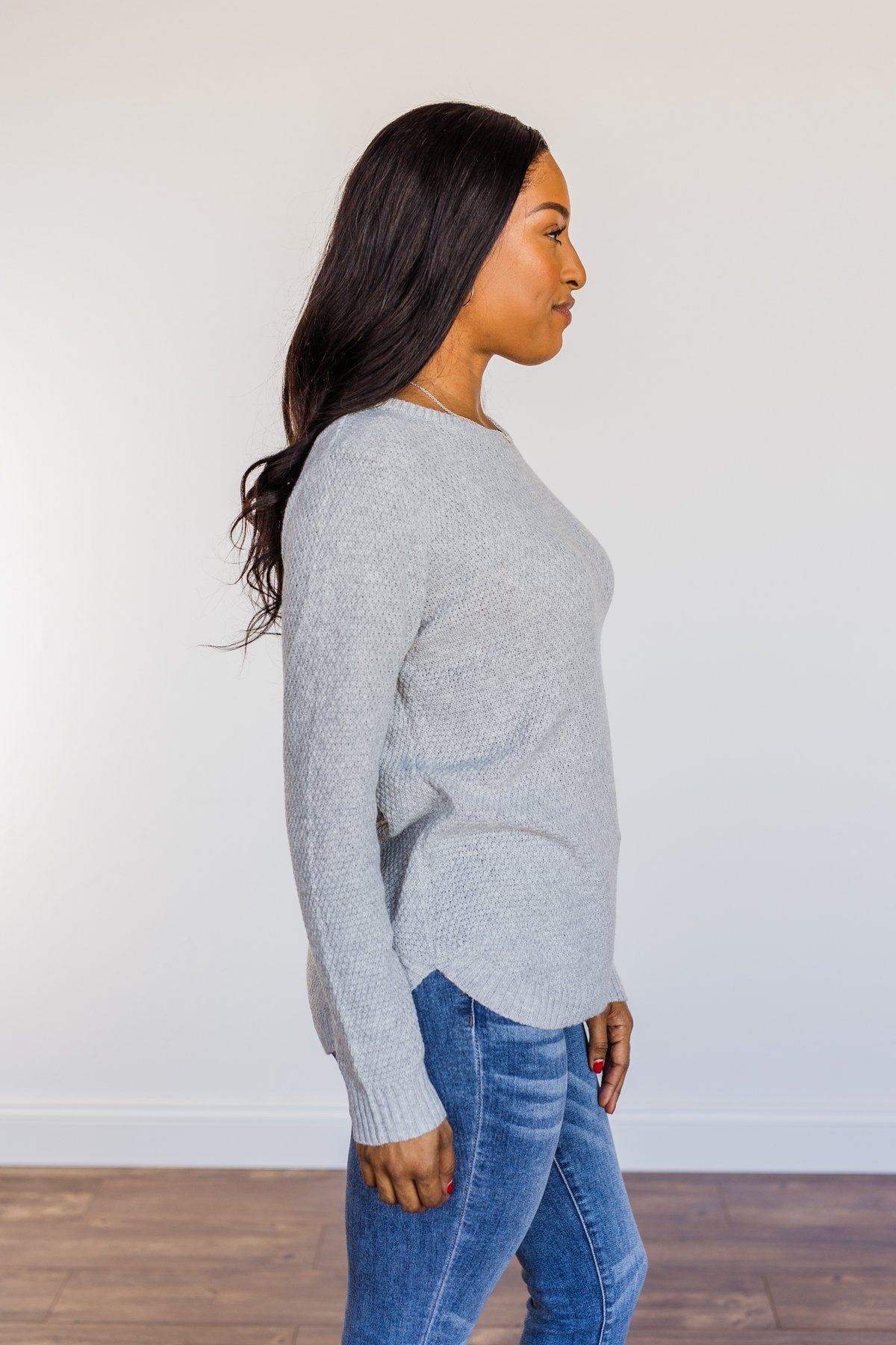 Runway Beauty Knit Sweater- Light Grey
