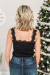 Sweet & Simple Lace Trimmed Tank Top- Black