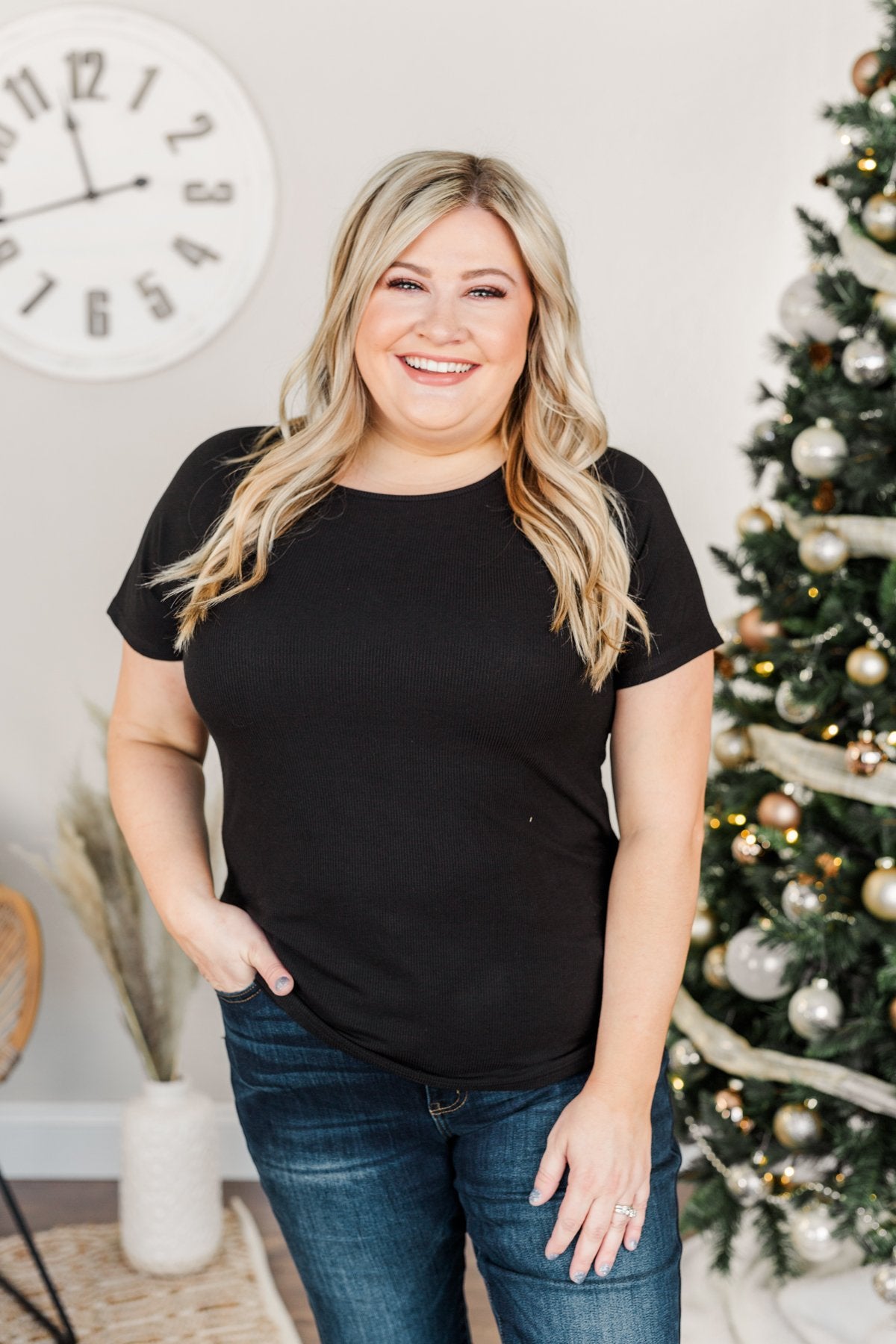 Just Another Chance Knit Top- Black