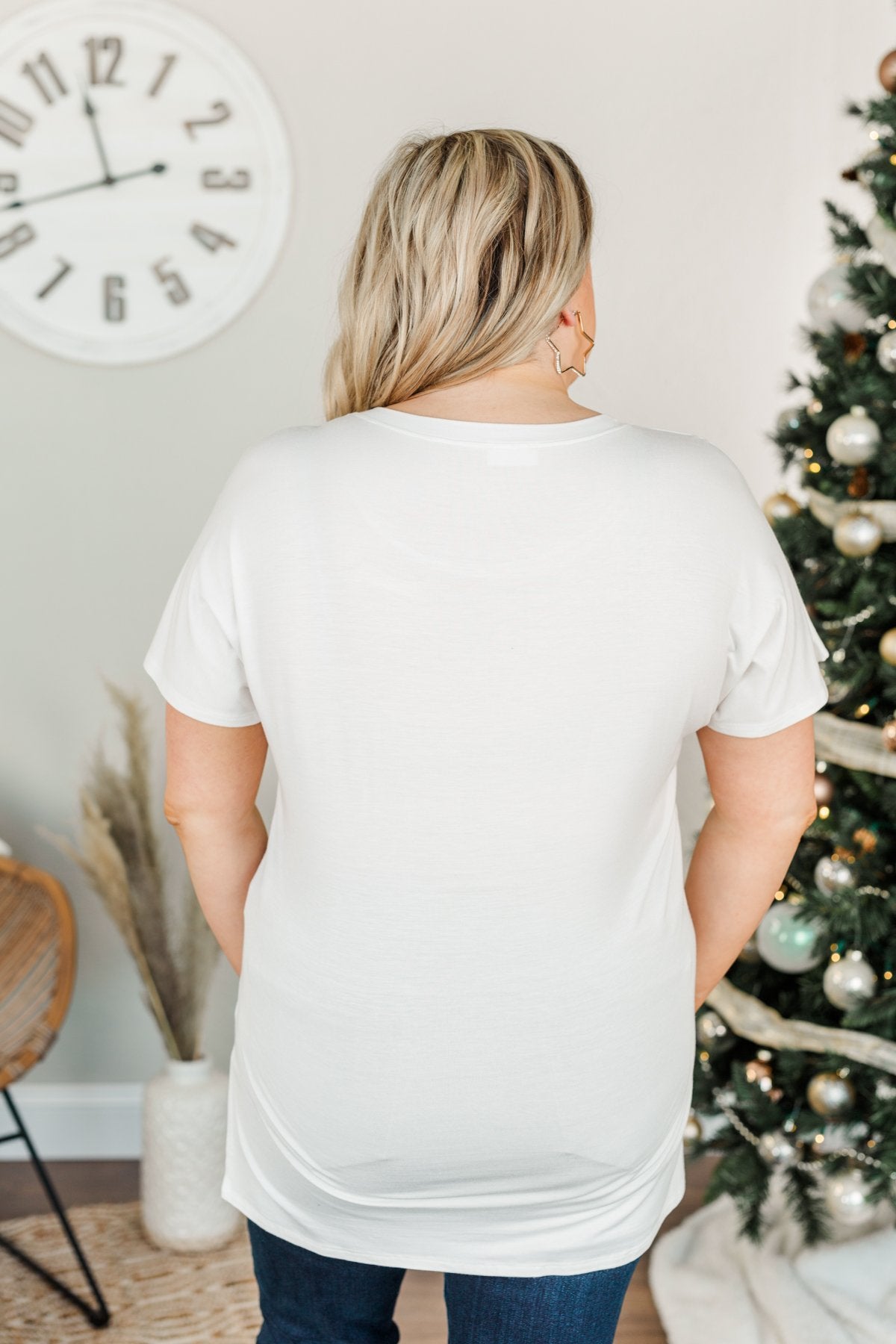 Following My Dreams Glam Pocket Top- Ivory & Copper