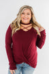 Just The Beginning Criss Cross Top- Burgundy