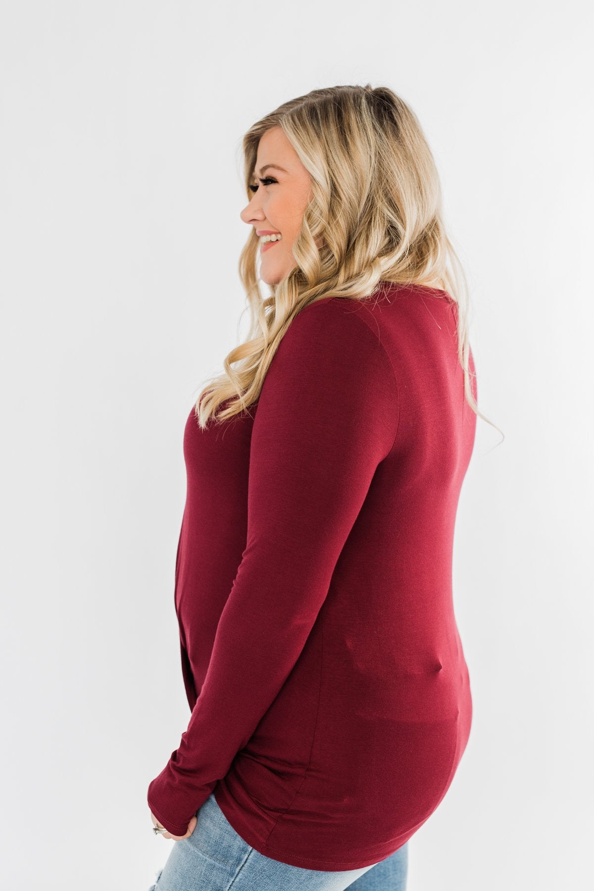 Just The Beginning Criss Cross Top- Burgundy