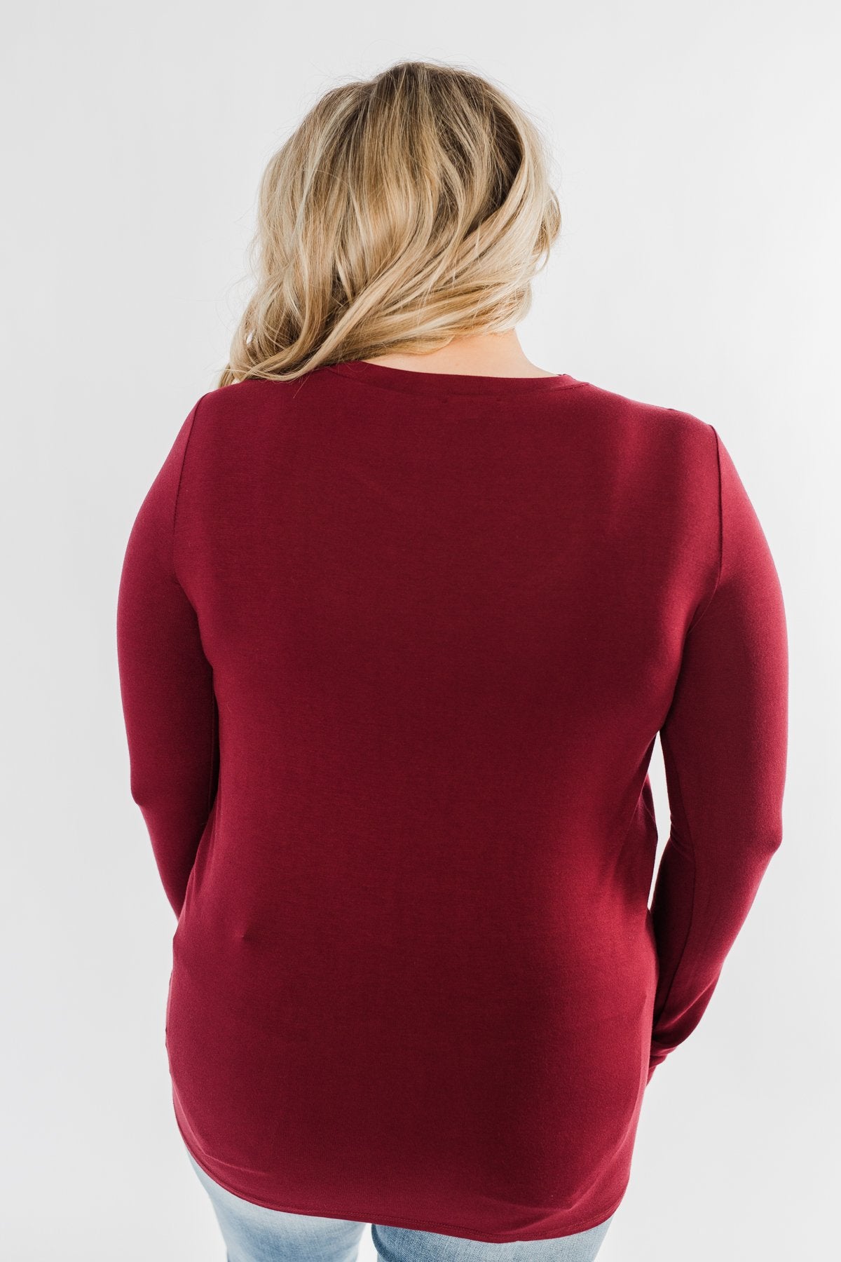 Just The Beginning Criss Cross Top- Burgundy