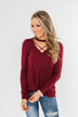 Just The Beginning Criss Cross Top- Burgundy