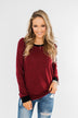 Chasing Dreams Cold Shoulder Top- Burgundy