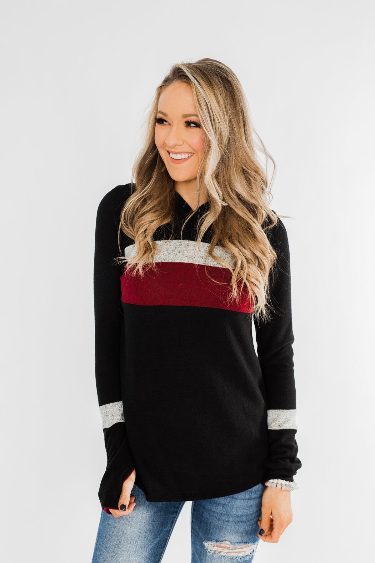 Only A Matter Of Time Hoodie- Black & Burgundy