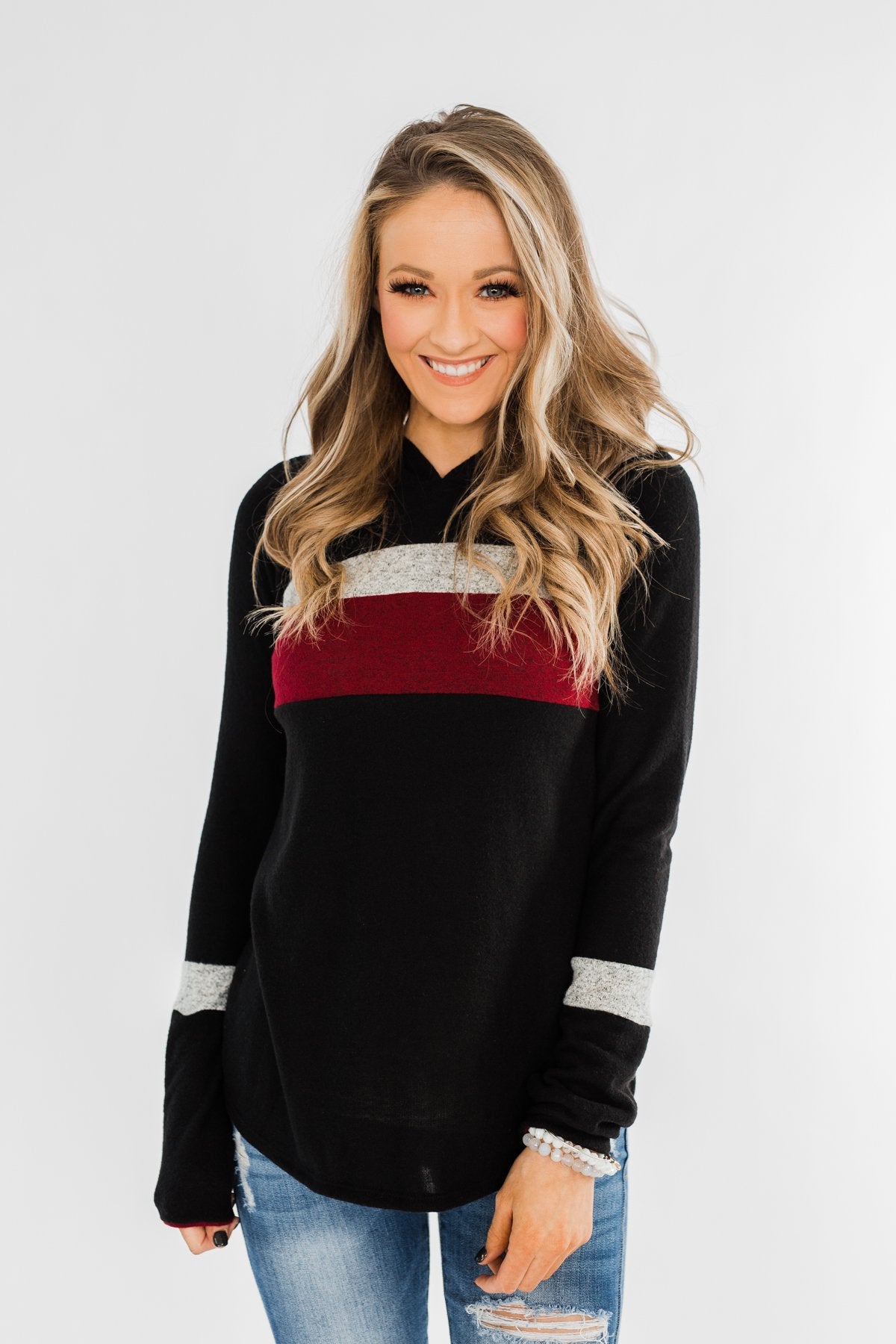 Only A Matter Of Time Hoodie- Black & Burgundy
