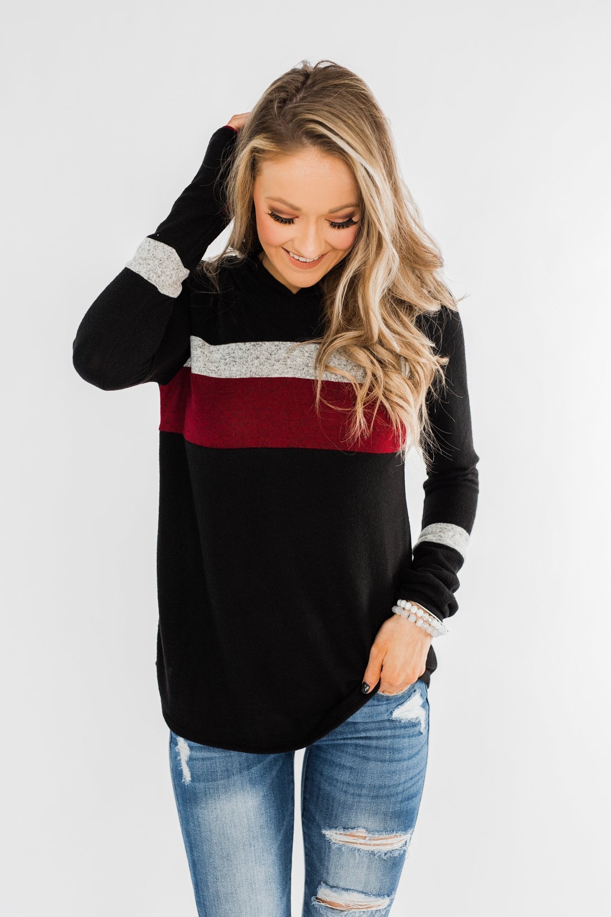 Only A Matter Of Time Hoodie- Black & Burgundy