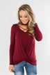 Just The Beginning Criss Cross Top- Burgundy