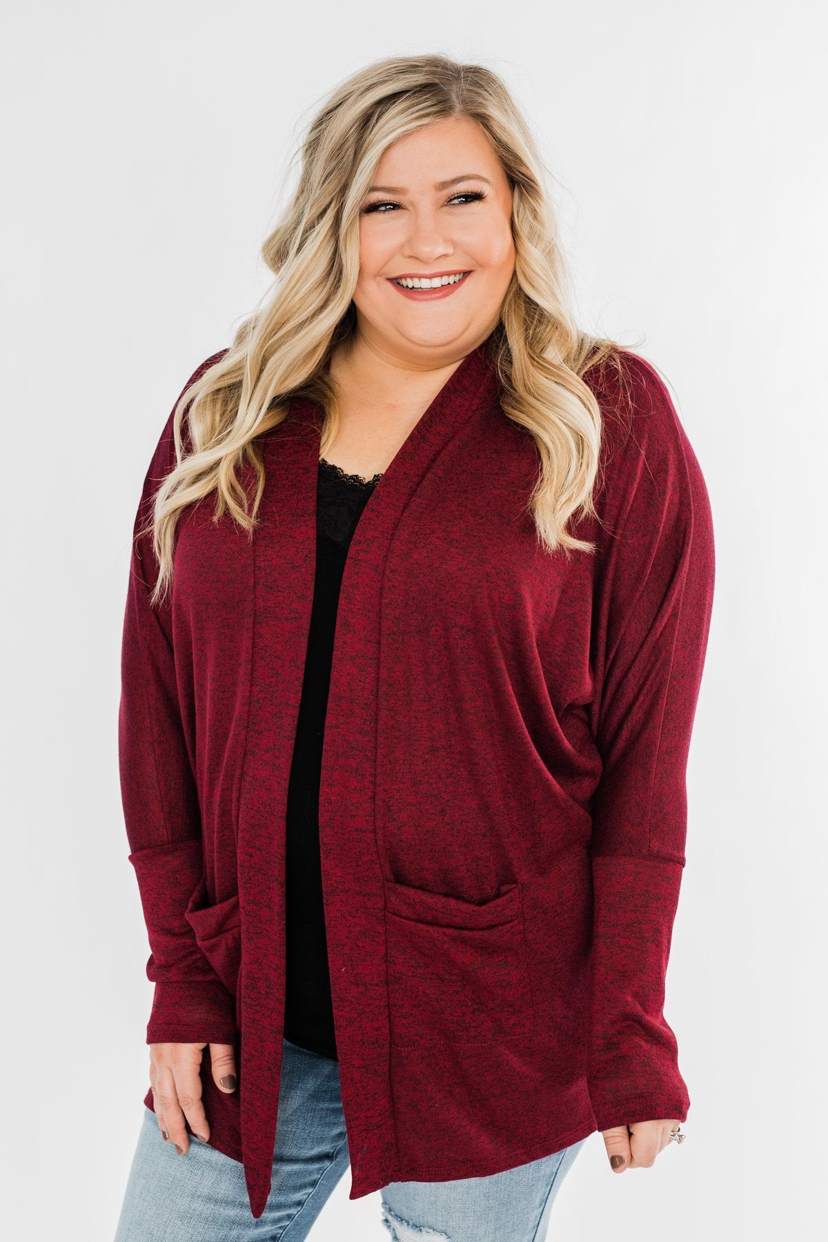 In Your Heart Dolman Cardigan- Burgundy