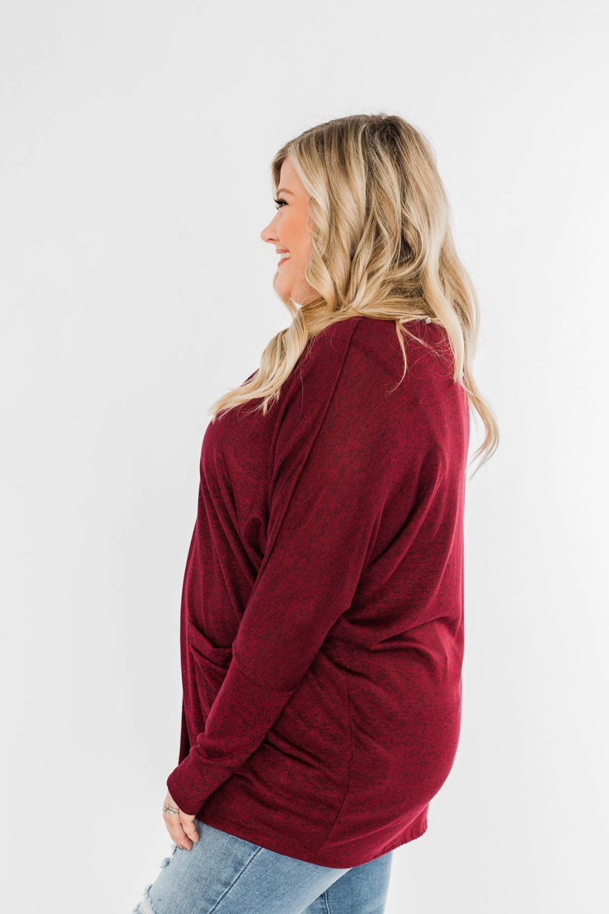 In Your Heart Dolman Cardigan- Burgundy