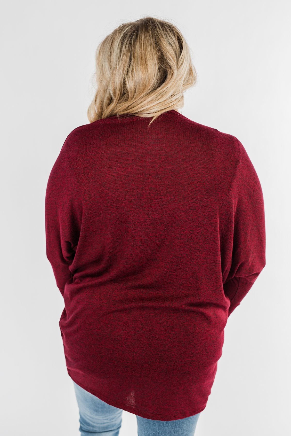 In Your Heart Dolman Cardigan- Burgundy