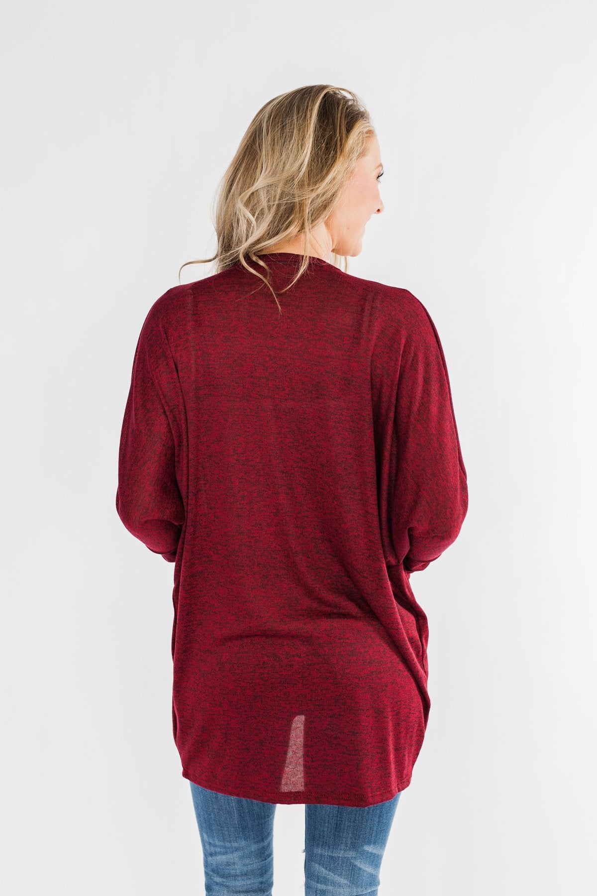 In Your Heart Dolman Cardigan- Burgundy