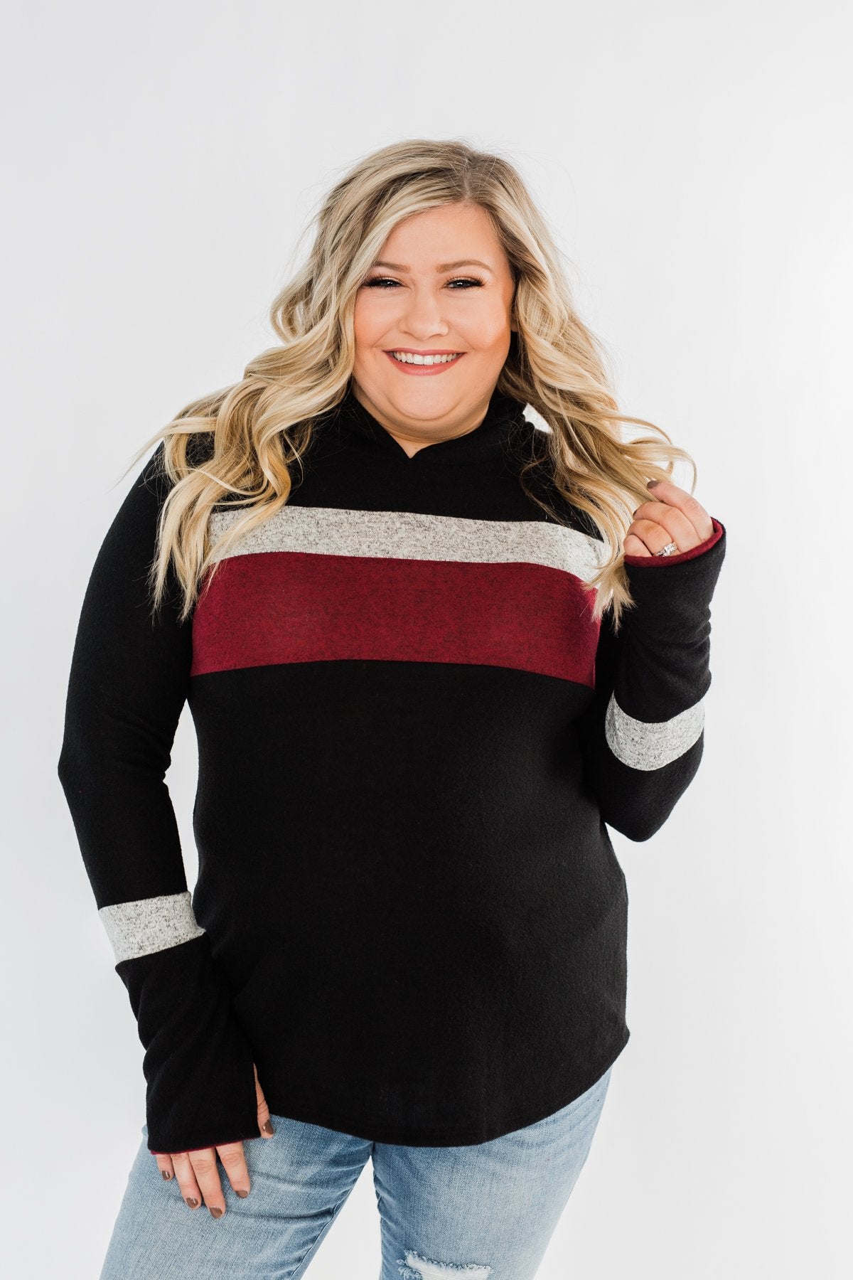 Only A Matter Of Time Hoodie- Black & Burgundy