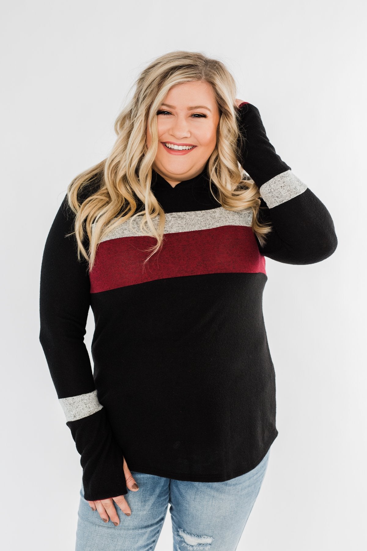 Only A Matter Of Time Hoodie- Black & Burgundy