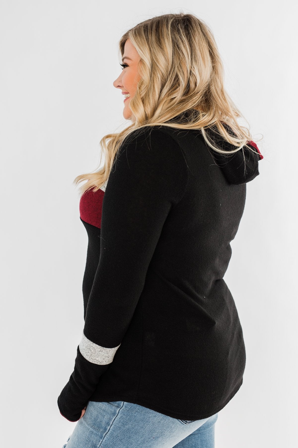 Only A Matter Of Time Hoodie- Black & Burgundy