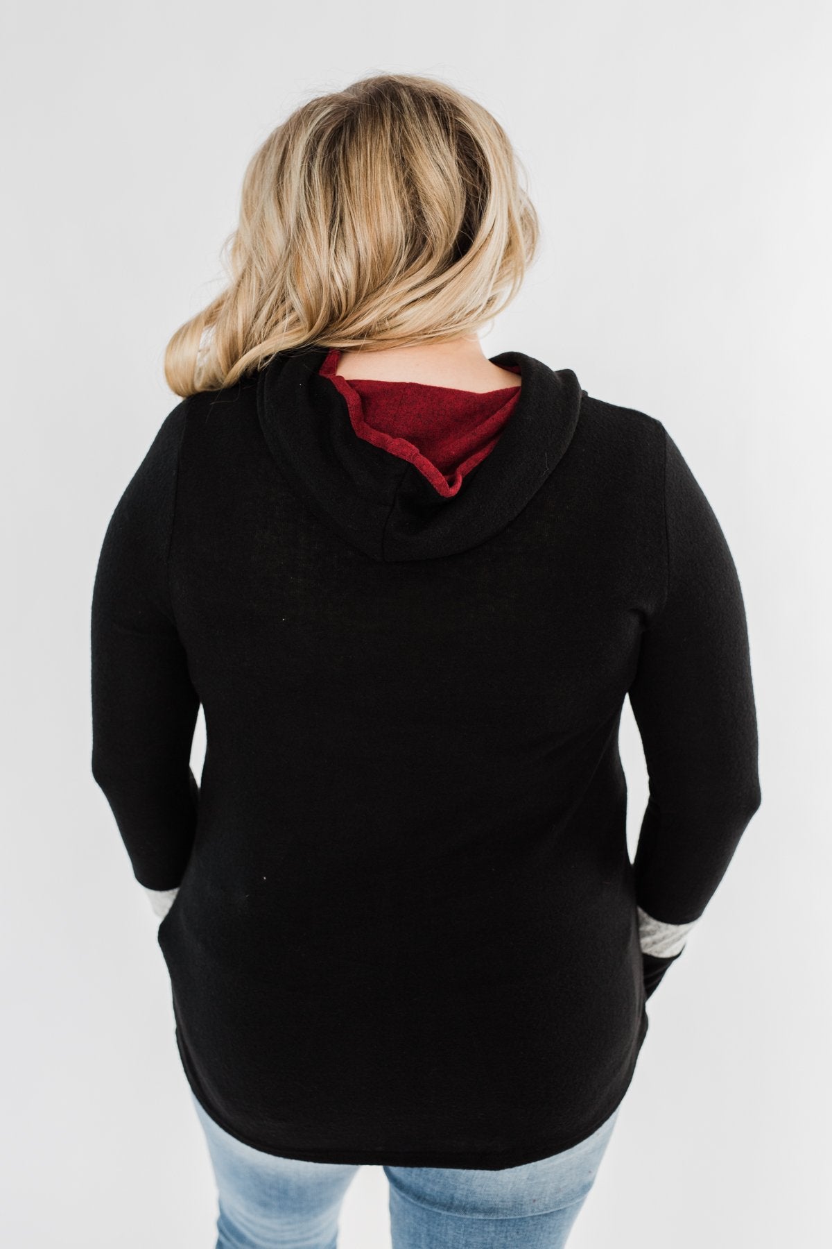 Only A Matter Of Time Hoodie- Black & Burgundy