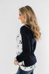 Winter Blooms Floral Hoodie- Navy & Ivory