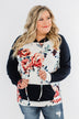 Winter Blooms Floral Hoodie- Navy & Ivory