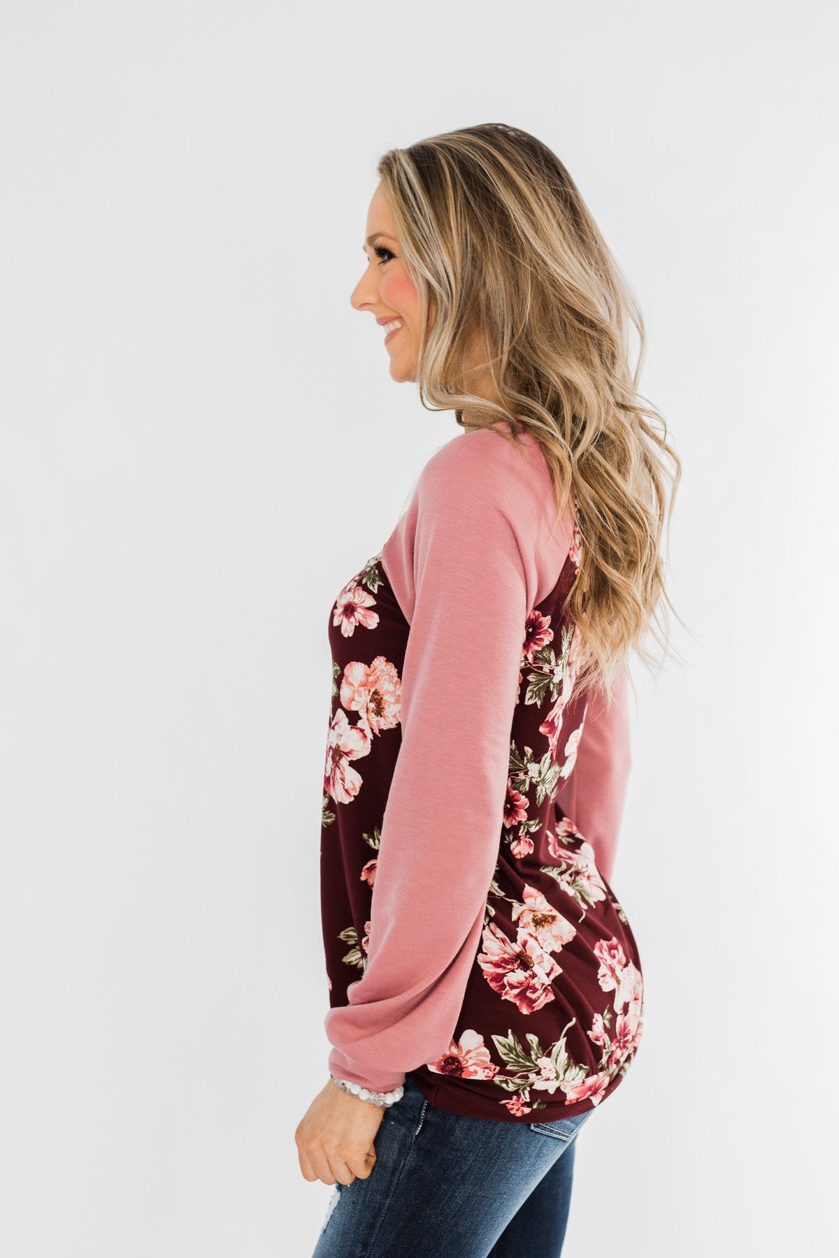 Life With You Floral Top- Mauve Pink & Burgundy