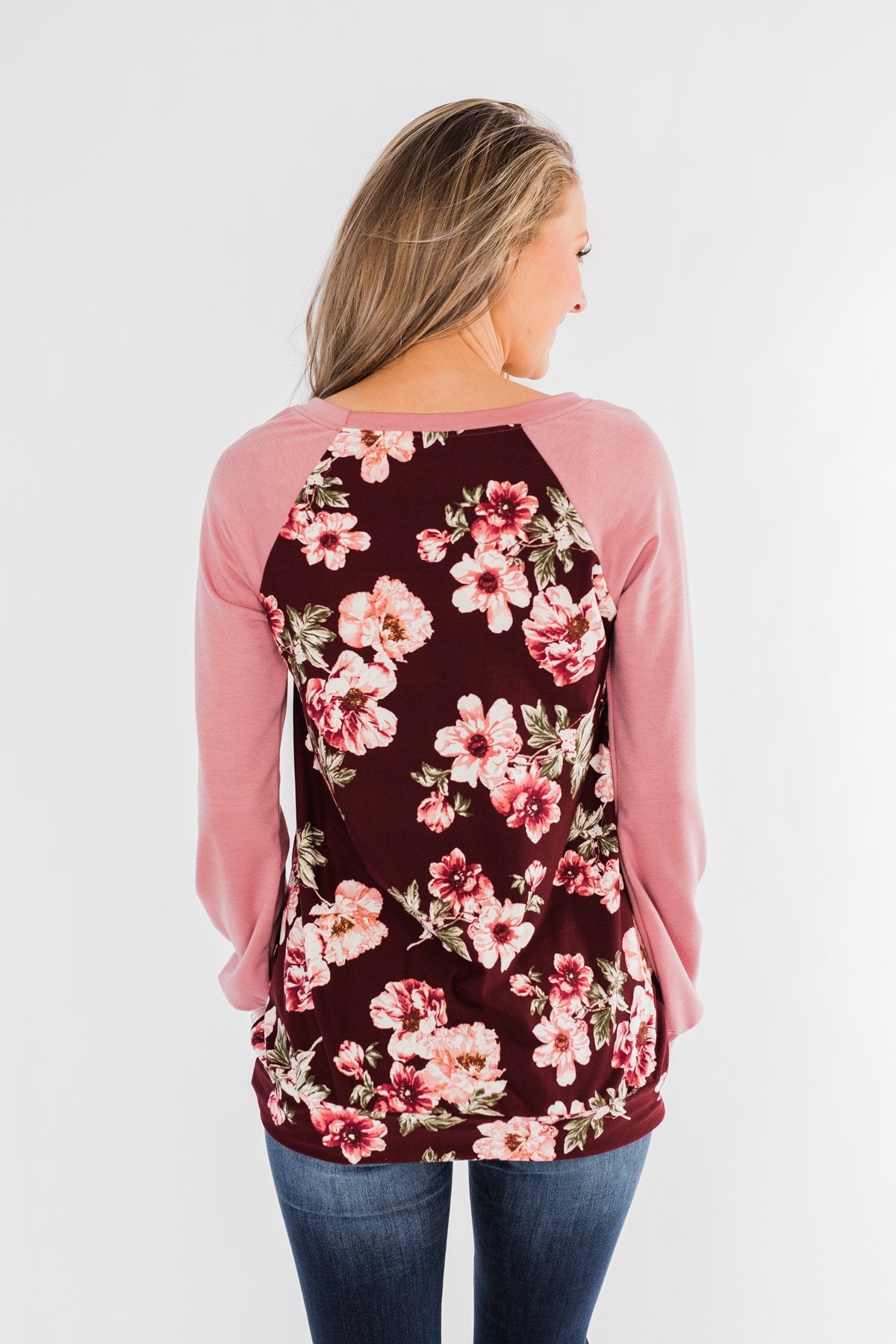 Life With You Floral Top- Mauve Pink & Burgundy