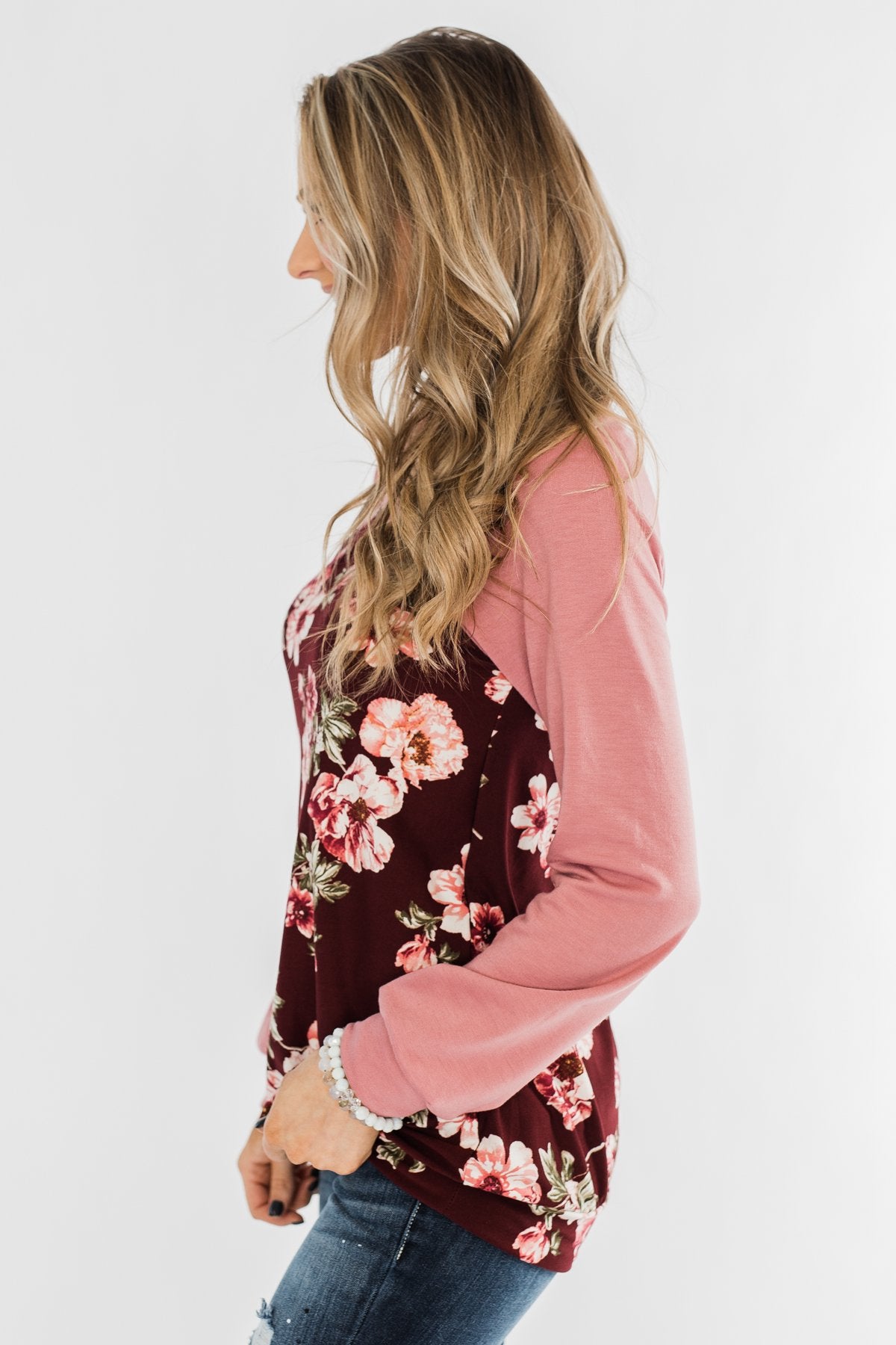 Life With You Floral Top- Mauve Pink & Burgundy