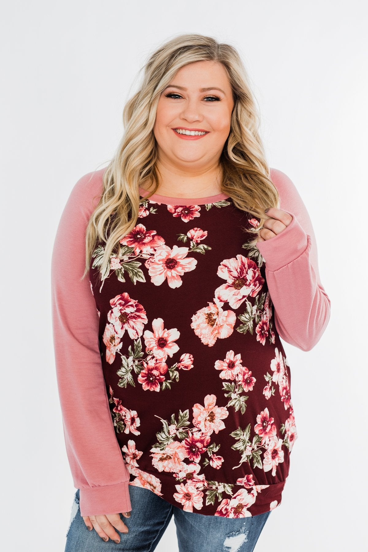 Life With You Floral Top- Mauve Pink & Burgundy