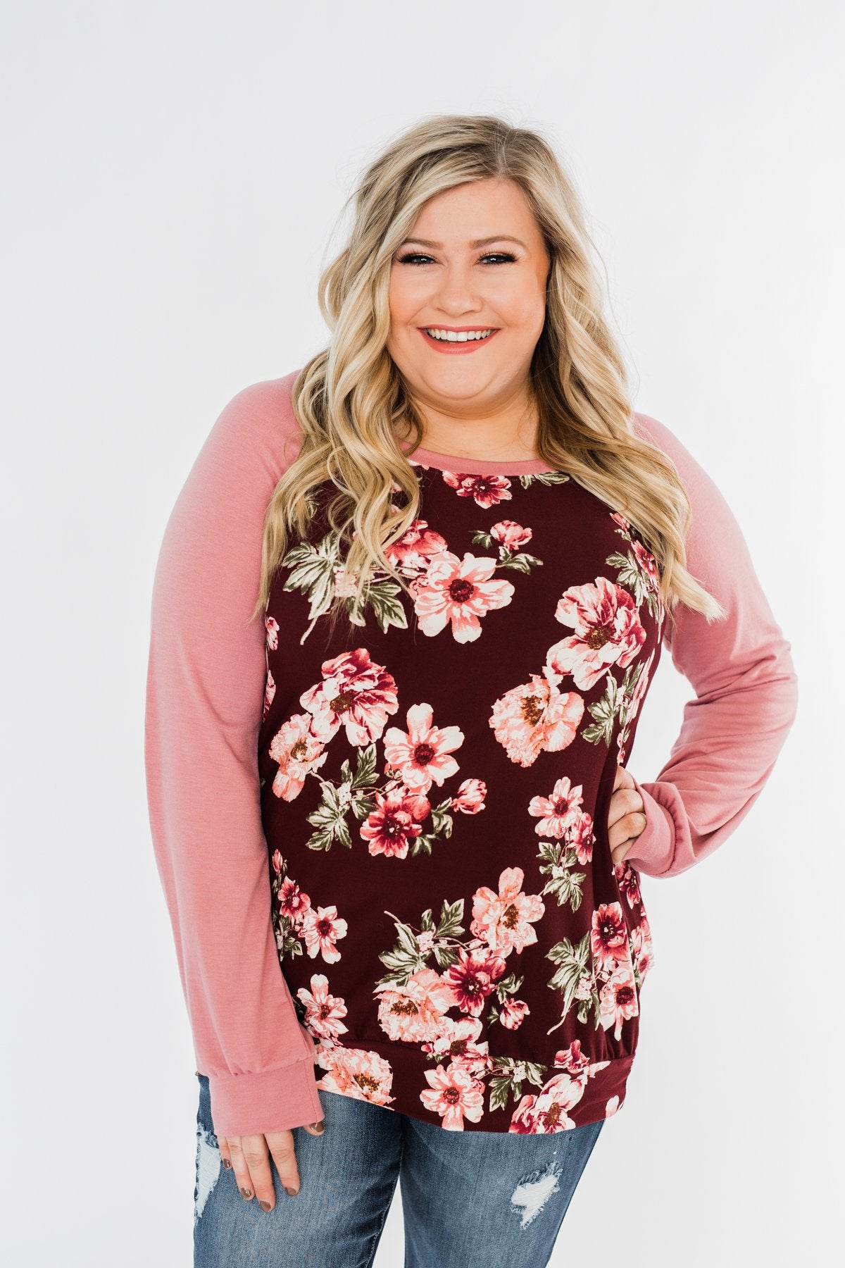 Life With You Floral Top- Mauve Pink & Burgundy