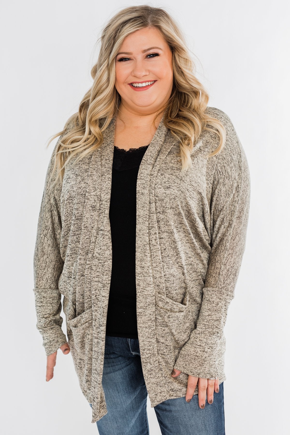 In Your Heart Dolman Cardigan- Heathered Beige