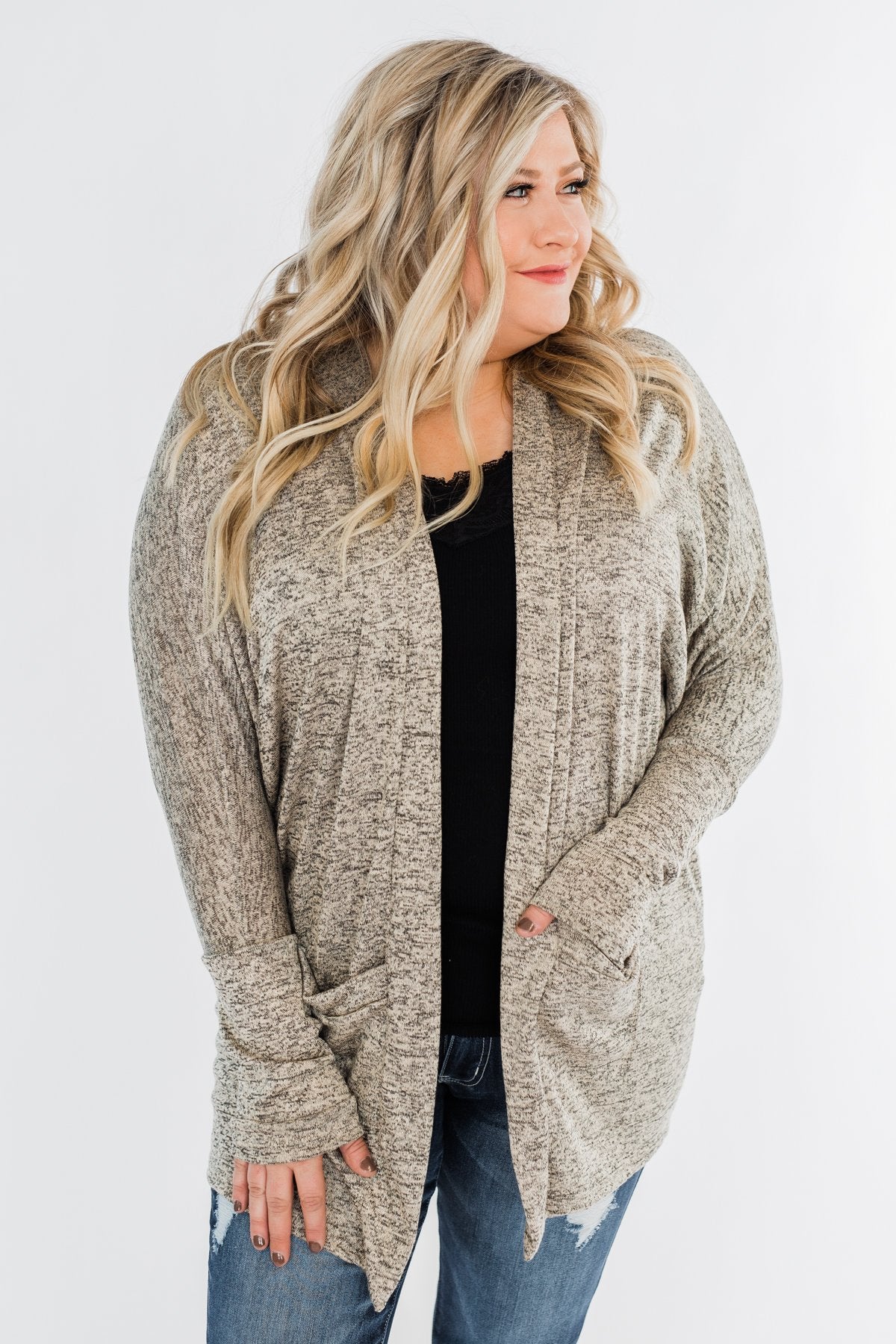 In Your Heart Dolman Cardigan- Heathered Beige